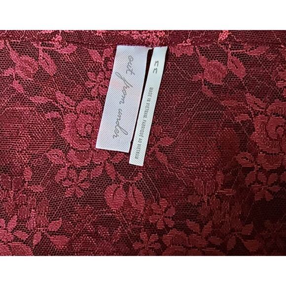 Urban Outfitters Out From Under Burgundy Long Sleeve Top Small S Sheer Floral - Picture 8 of 8
